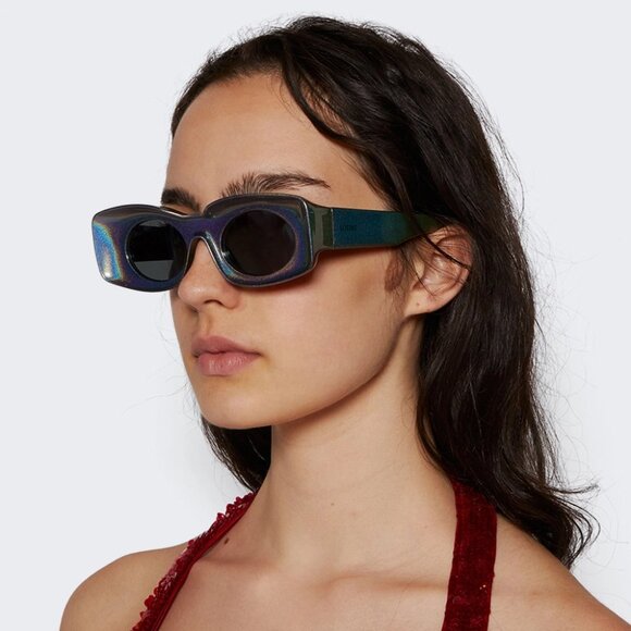 Loewe Women Sunglasses Grey Silver Mirror Rectangle LW40033I 05X NEW AUTHENTIC - Picture 12 of 15